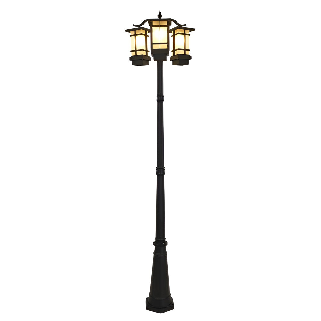 Modern Black Waterproof Double Head Outdoor Post Light Fixture for Gardens