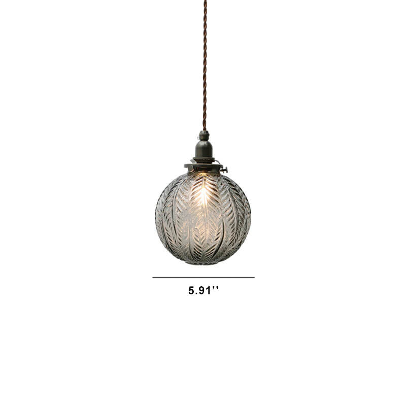 Vintage Style Lotus Pattern Glass Globe Pendant Light for Kitchen Diner