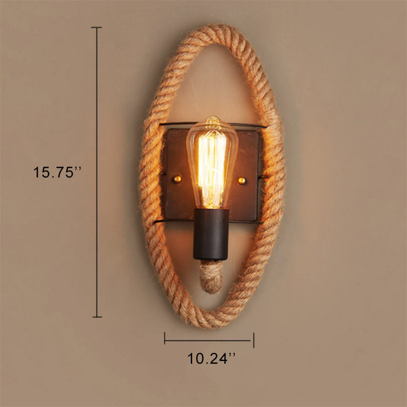 Rustic Vintage Hemp Rope Wall Sconce Lamp - Ideal for Living Room Decor