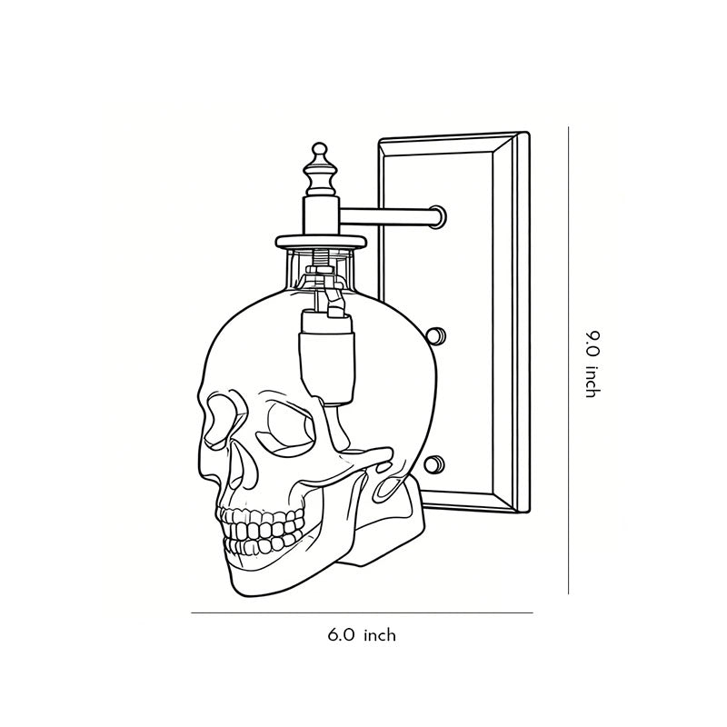 Industrial Metal Skull Wall Sconce with Glass Shades for Unique Décor
