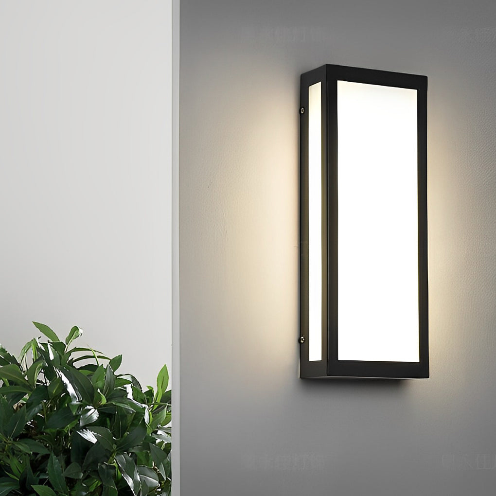 Sleek Black Modern LED Rectangle Outdoor Waterproof Wall Light Fixture