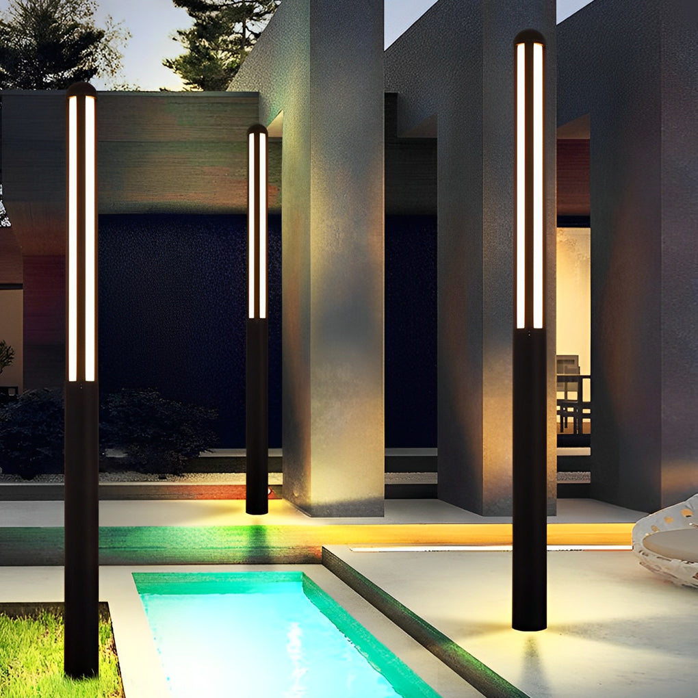 Sleek Black Waterproof LED Garden Bollard Light for Outdoor Spaces