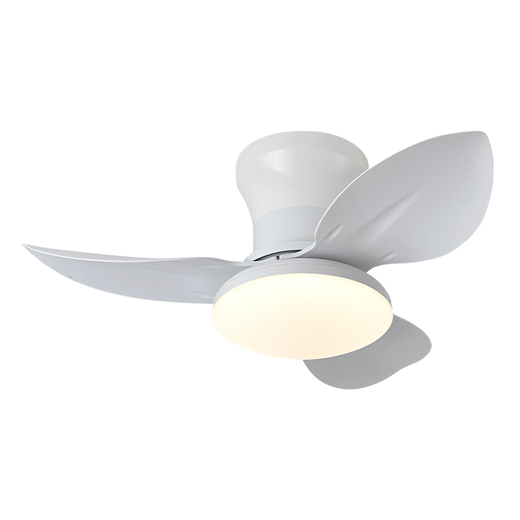 Modern White 3-Blade Ceiling Fan with Dimmer Light and Remote Control for Bedroom
