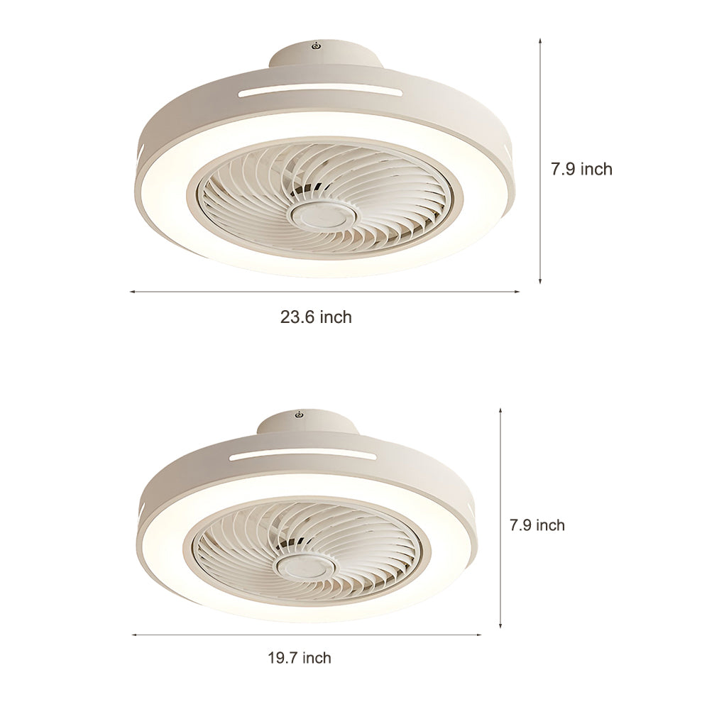 Modern White Flush Mount Ceiling Fan with Smart LED Light for Living Room