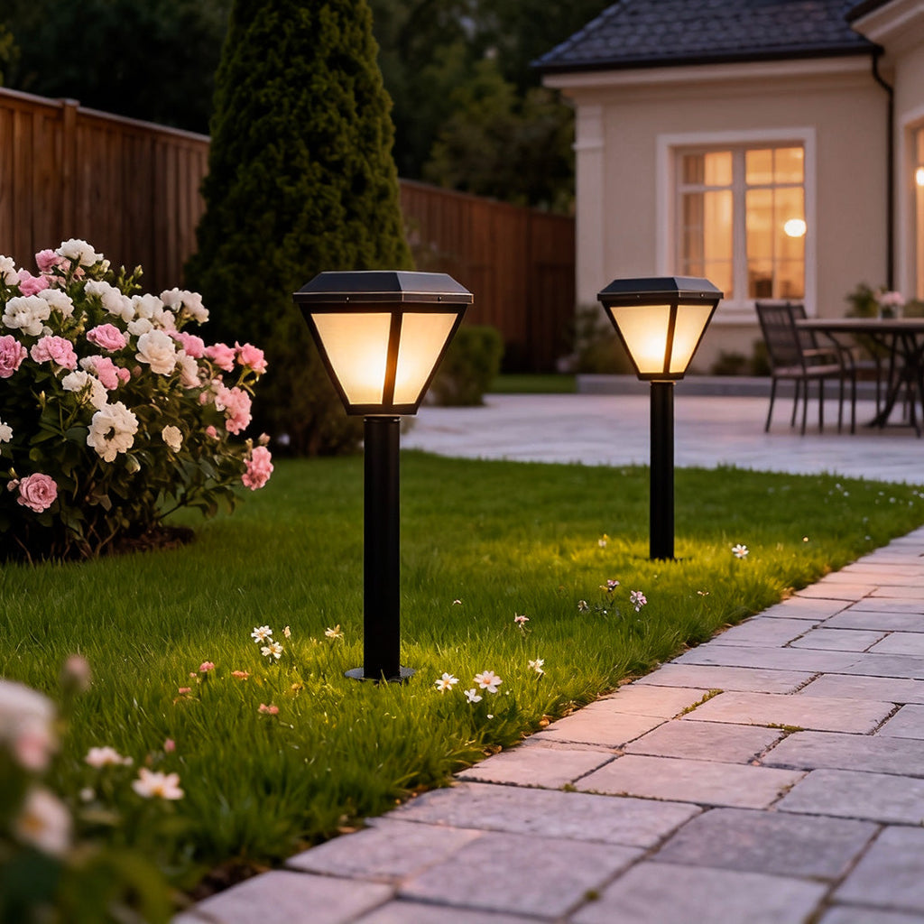 Modern Solar LED Bollard Path Lights - Durable Outdoor Landscape Stake Lights