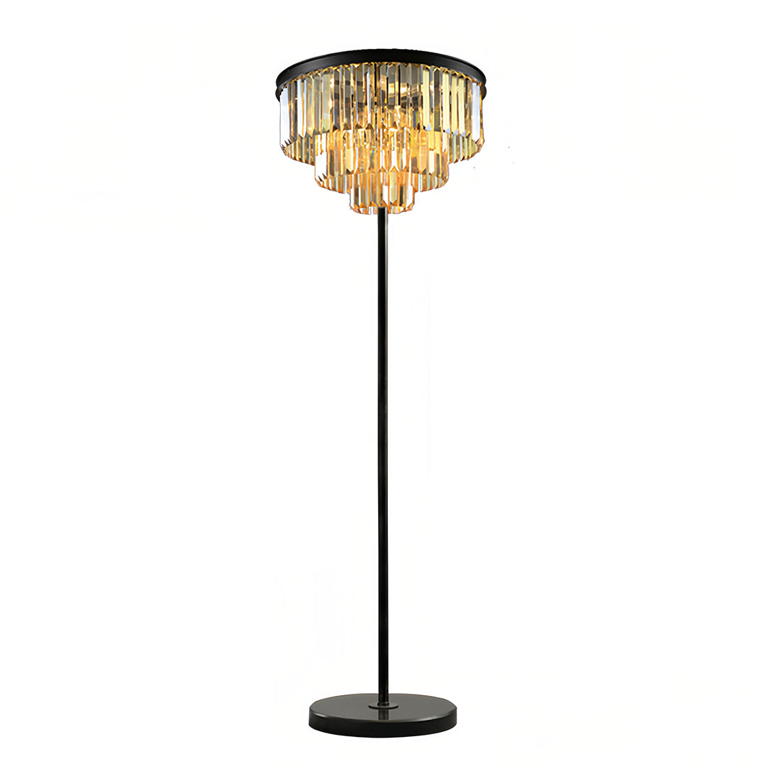 Glamorous Crystal Floor Lamp in Gold Finish for Luxurious Living Spaces