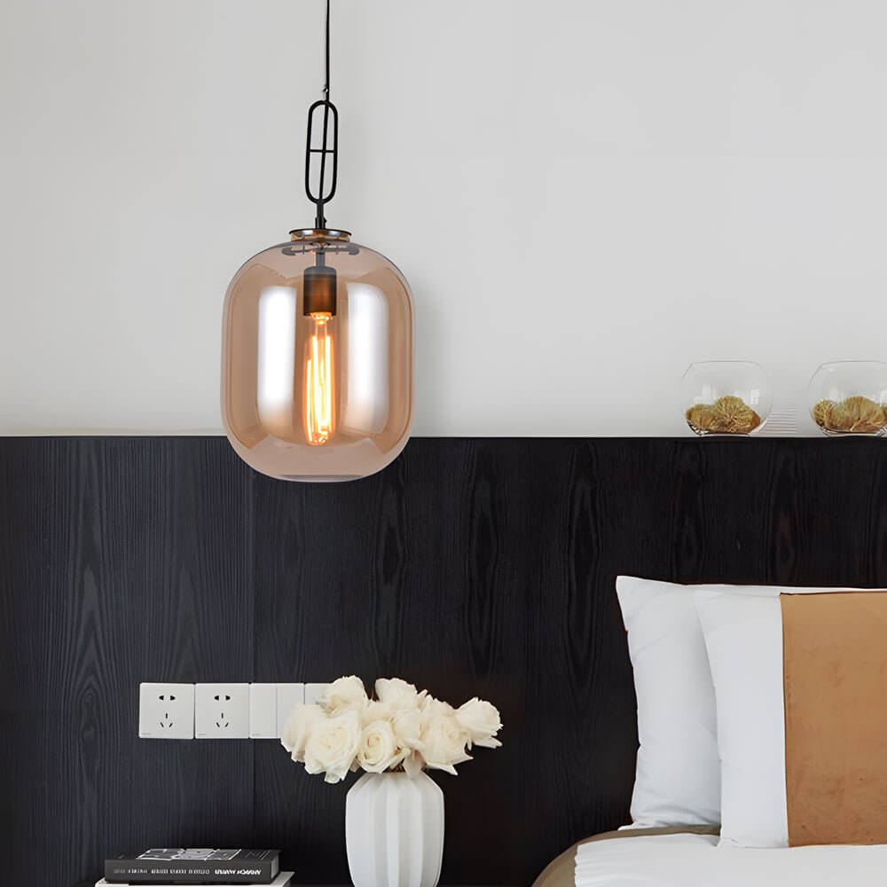 Modern Industrial Black Glass LED Pendant Light for Kitchen & Dining