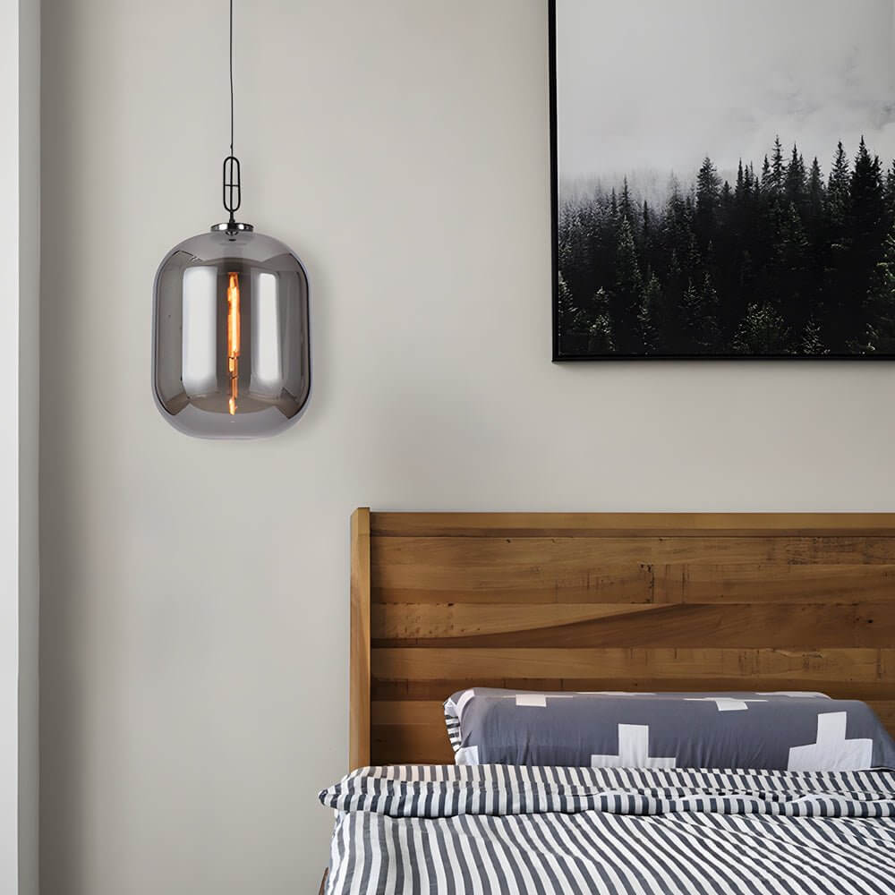 Modern Industrial Black Glass LED Pendant Light for Kitchen & Dining