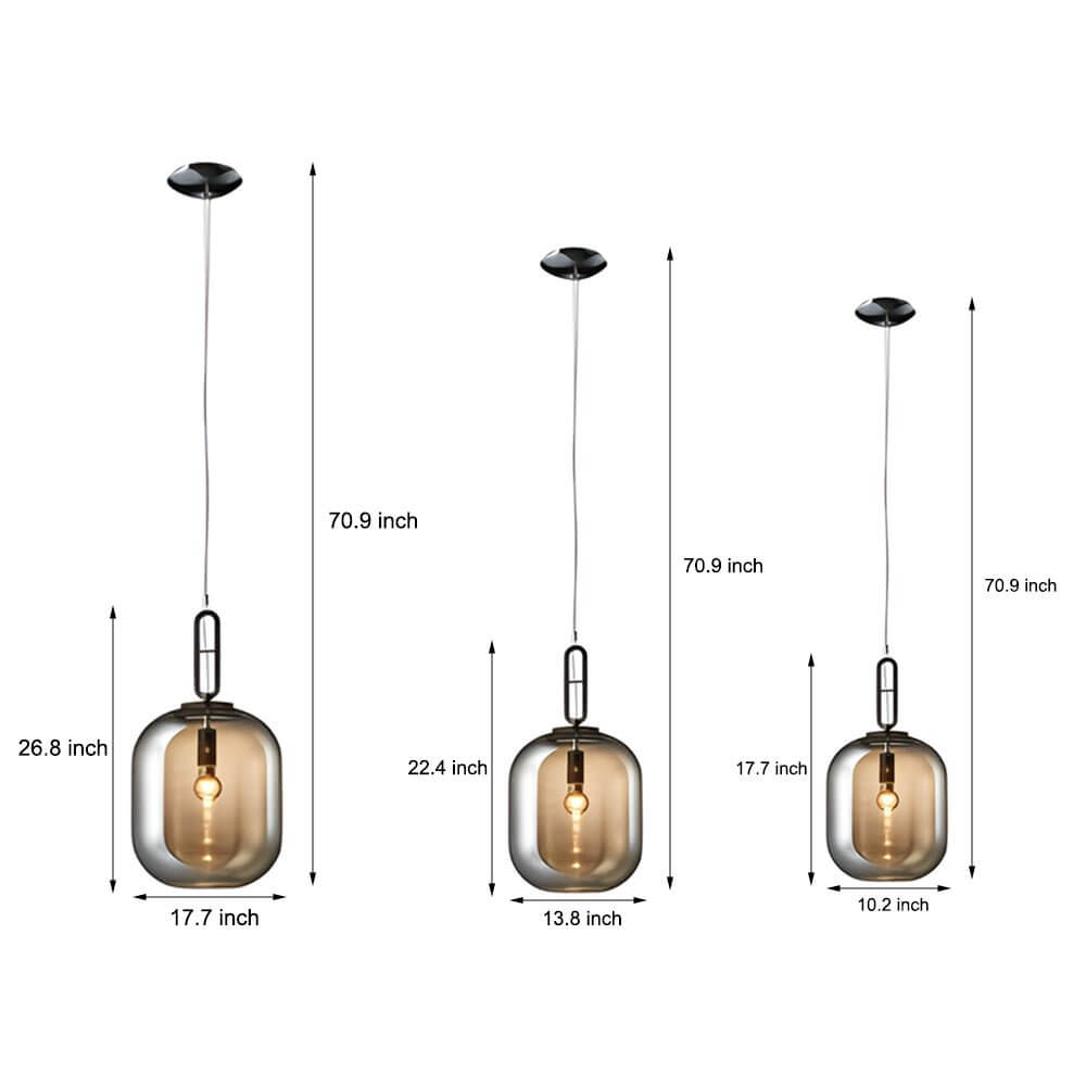 Modern Industrial Black Glass LED Pendant Light for Kitchen & Dining