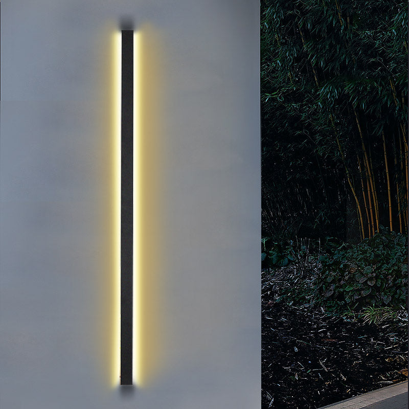 Modern Black LED Linear Wall Sconce for Outdoor Garden Lighting