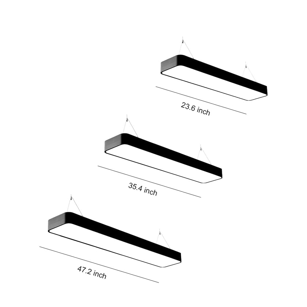 Sleek Black Rectangular LED Chandelier Light Fixture for Dining Room