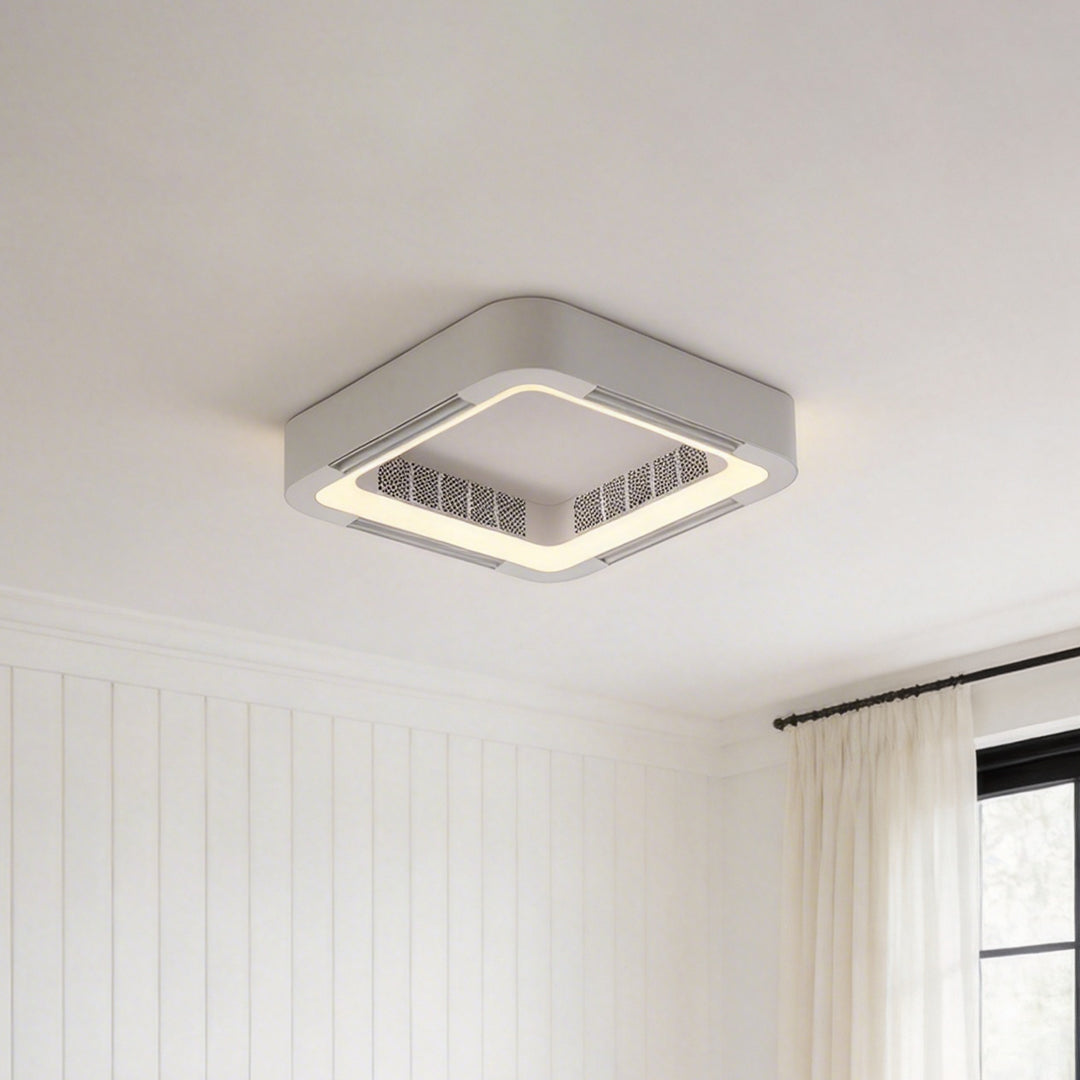 Sleek White Bladeless Ceiling Fan with LED Light for Modern Living Rooms