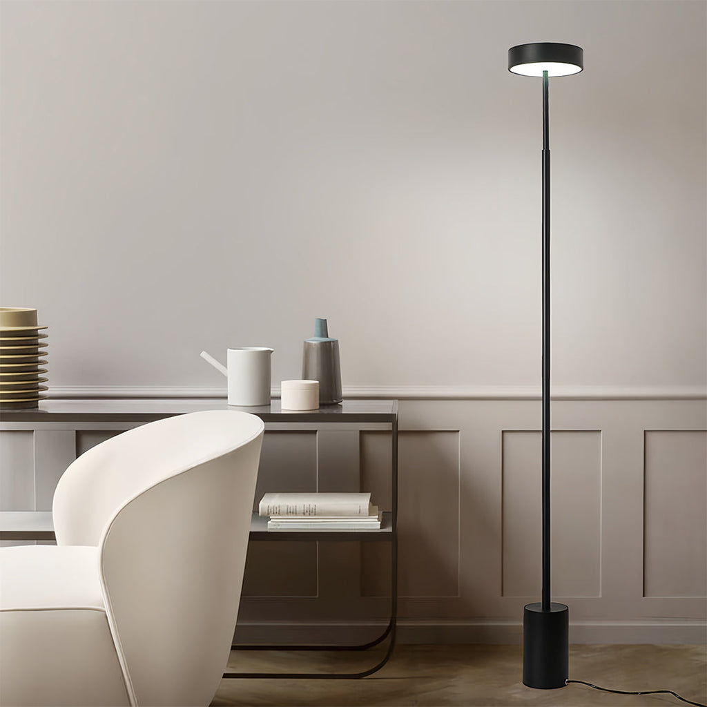 Chic Dimmable Petite Modern Floor Lamp in Black for Living Room Reading