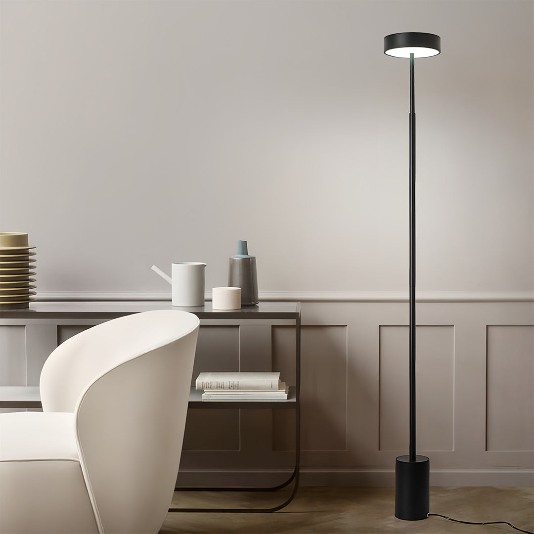 Chic Dimmable Petite Modern Floor Lamp in Black for Living Room Reading
