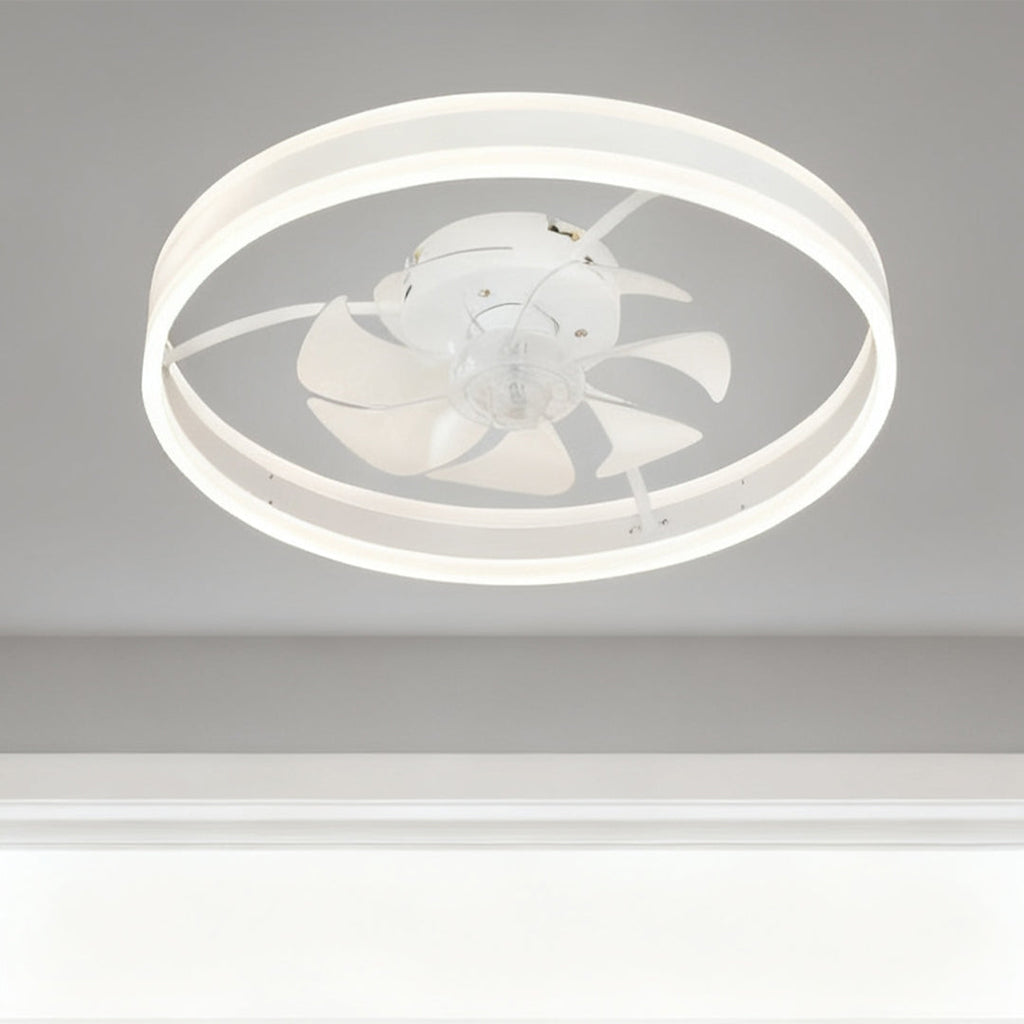 Contemporary White Plastic Ceiling Fan with LED Light for Living Room
