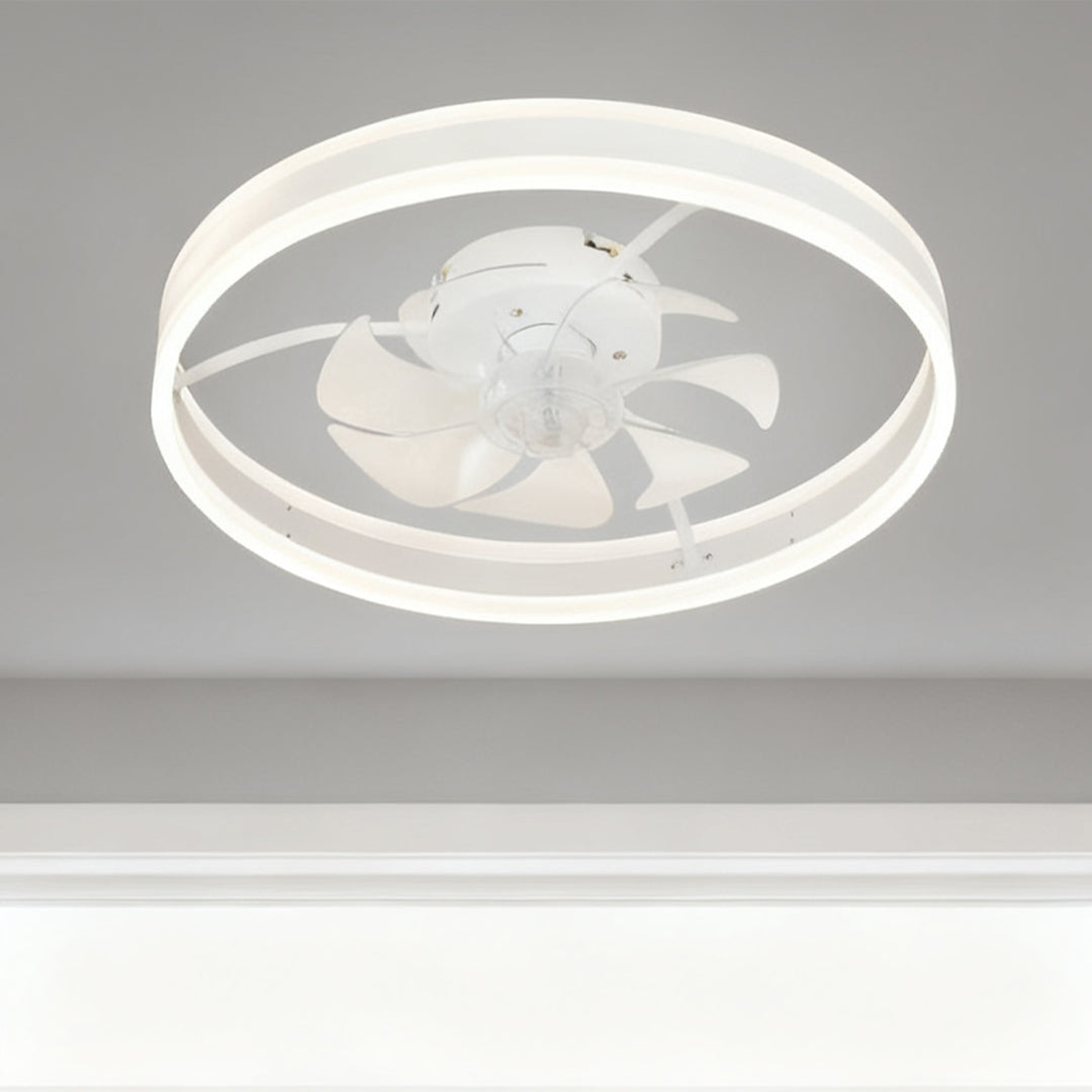 Contemporary White Plastic Ceiling Fan with LED Light for Living Room