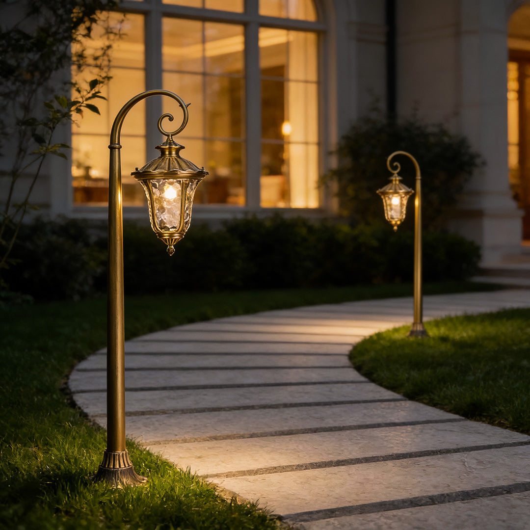 European Style Vintage Full Copper LED Outdoor Path Light Fixture