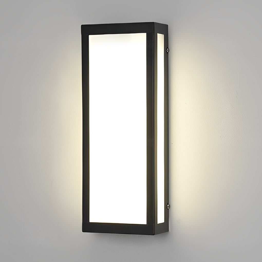 Sleek Black Modern LED Rectangle Outdoor Waterproof Wall Light Fixture