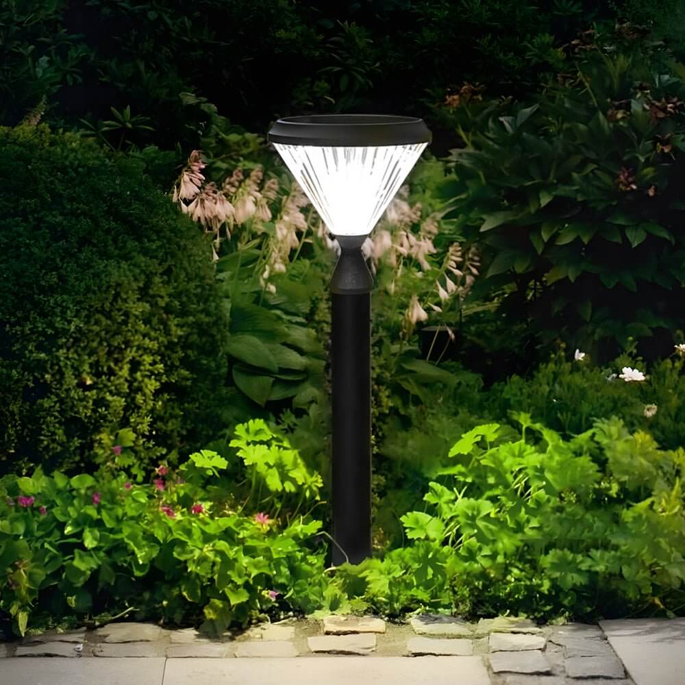Elegant Black Tapered Solar LED Landscape Pole Lights for Outdoor Use