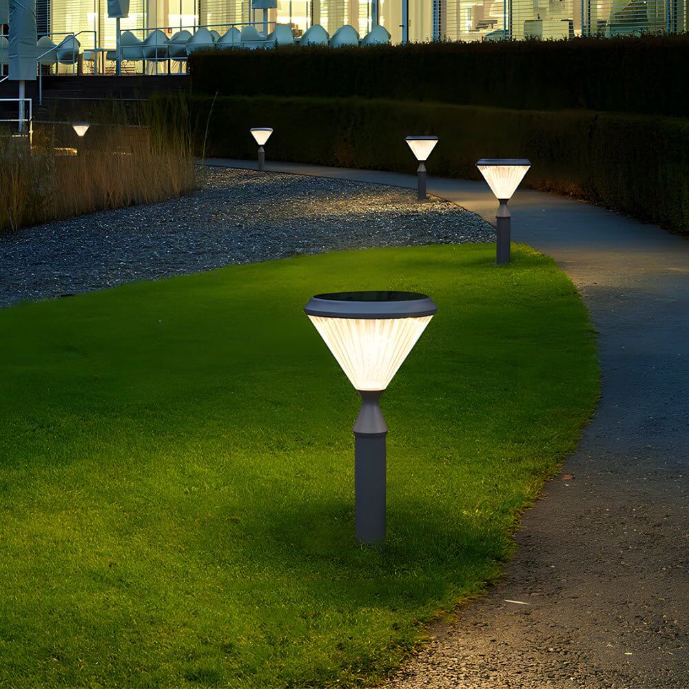 Elegant Black Tapered Solar LED Landscape Pole Lights for Outdoor Use