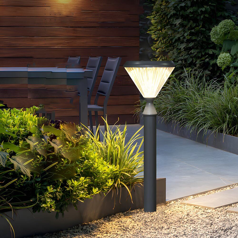 Elegant Black Tapered Solar LED Landscape Pole Lights for Outdoor Use