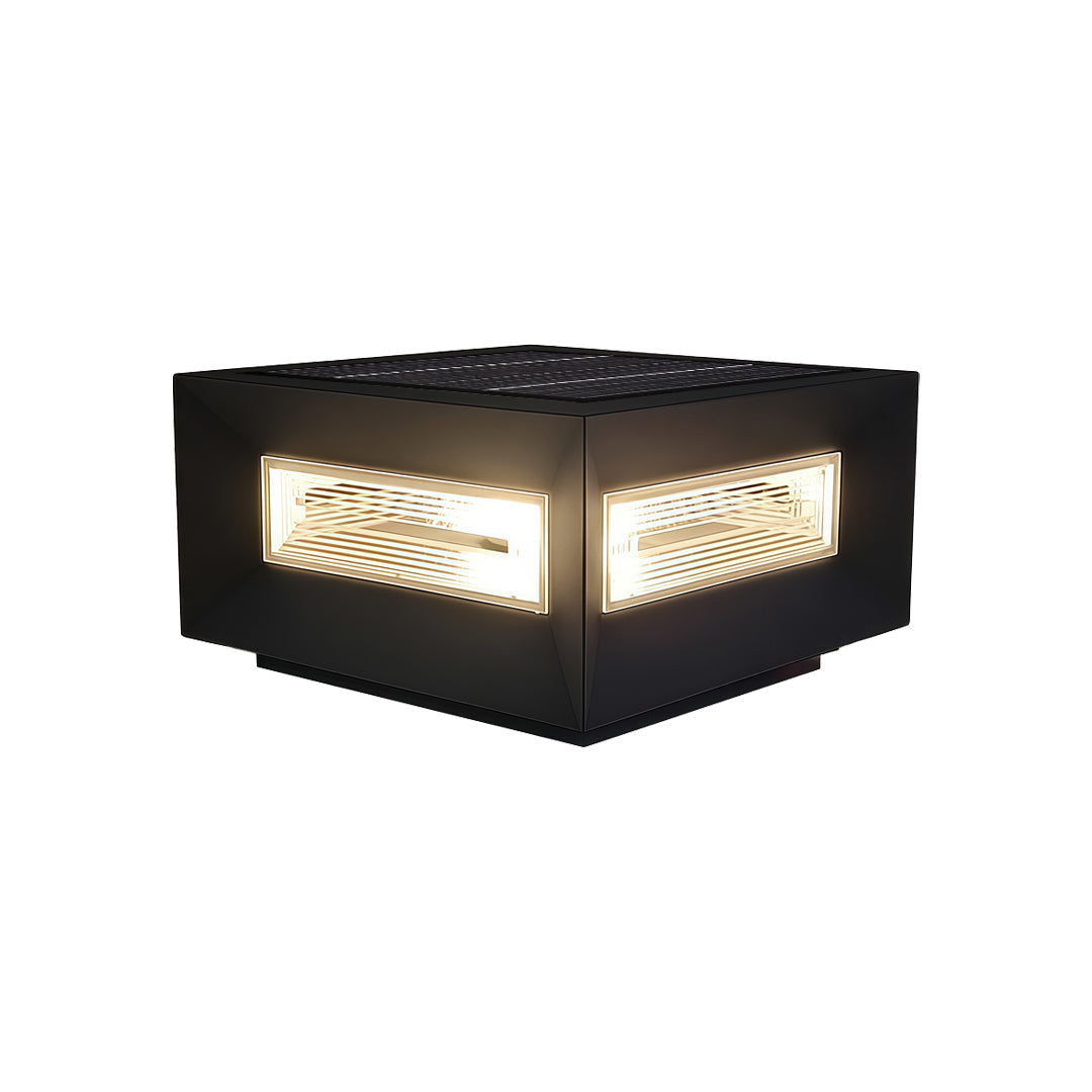 Modern White Square LED Solar Pillar Lights for Outdoor Fence Decor