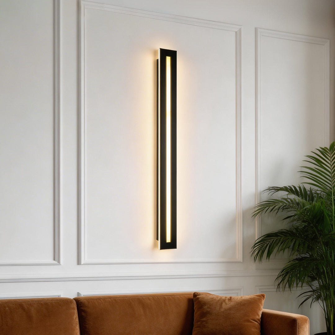 Sleek Black Iron LED Linear Wall Sconces for Modern Living Room Decor