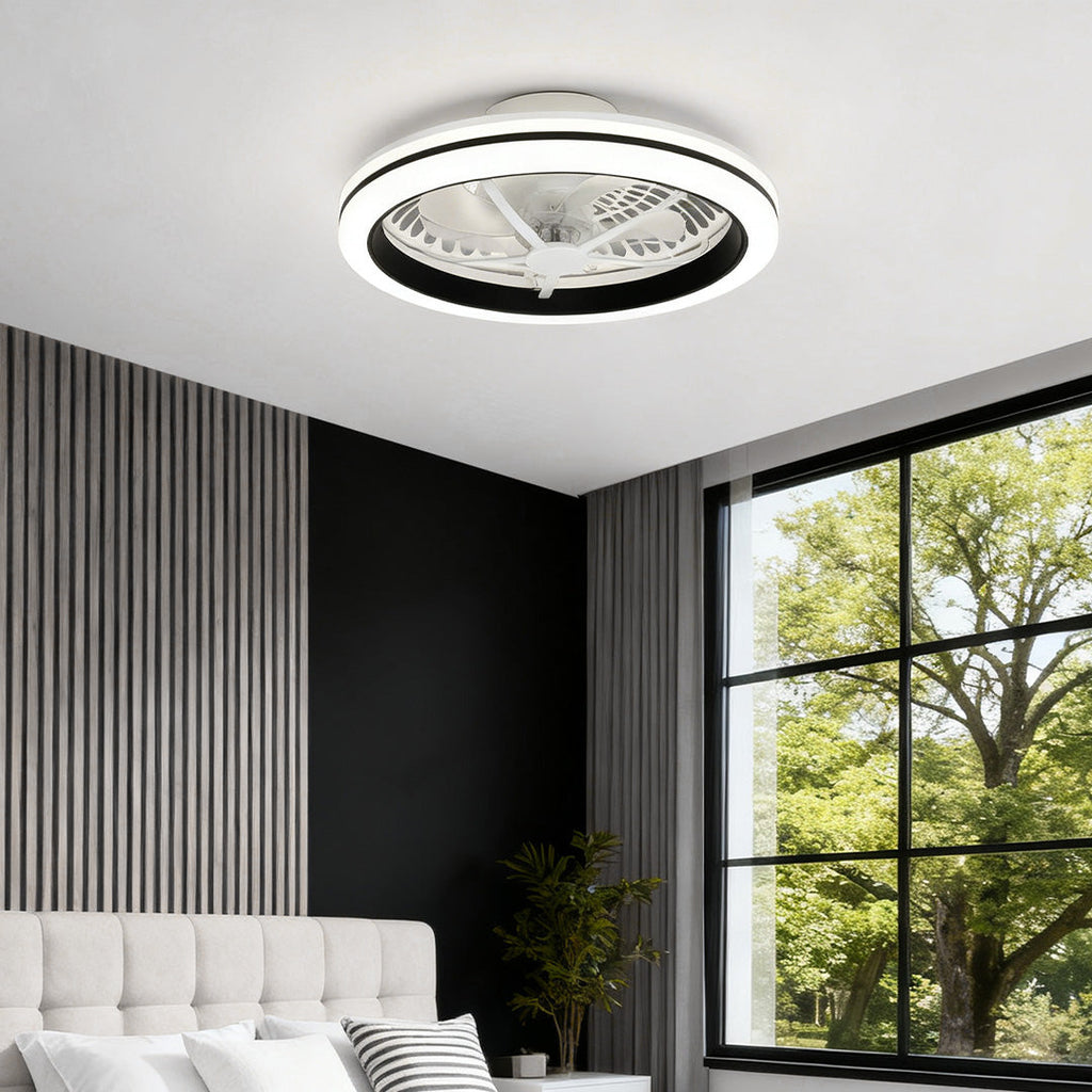 Stylish White Plastic Flush Mount Ceiling Fan Light for Home Décor