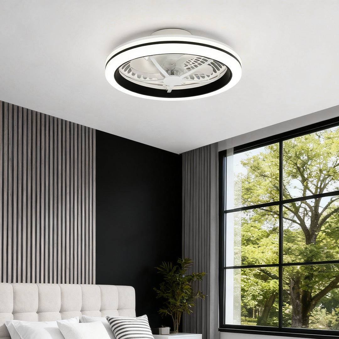 Stylish White Plastic Flush Mount Ceiling Fan Light for Home Décor