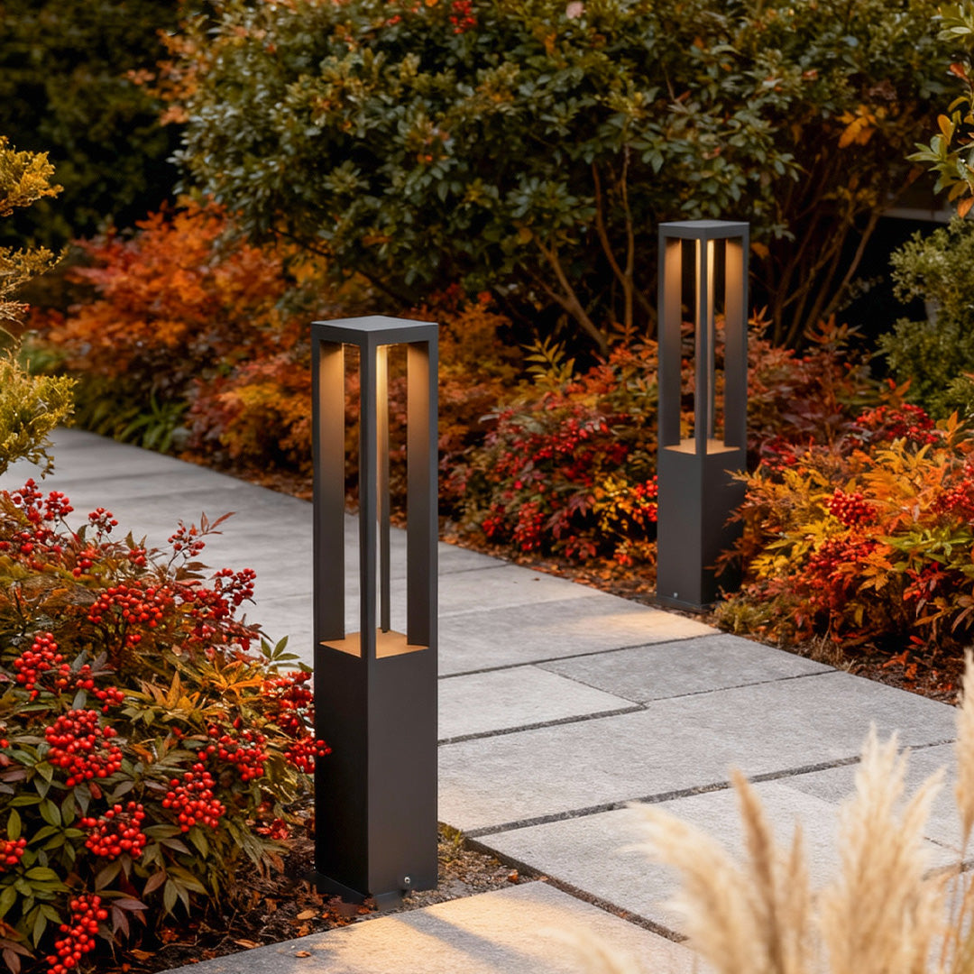 Stylish Black Aluminum LED Bollard Light for Outdoor Garden Pathways
