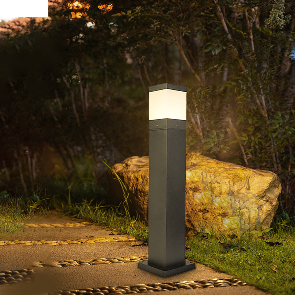 Modern Square Black Cob Outdoor LED Bollard Lights for Commercial Spaces