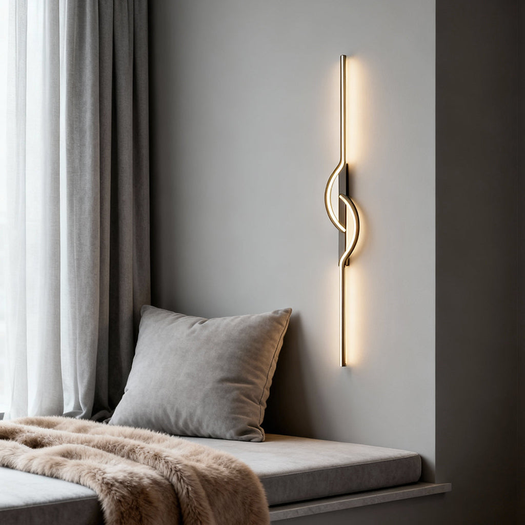 Contemporary Black Aluminum Linear Wall Sconce for Hallway or Living Room