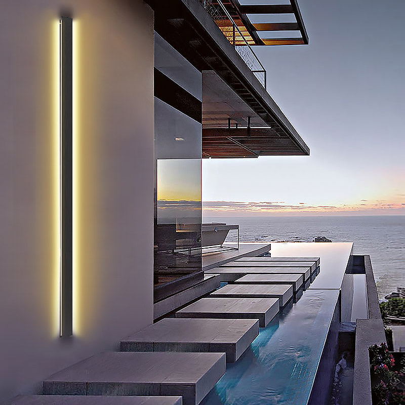 Modern Black LED Linear Wall Sconce for Outdoor Garden Lighting