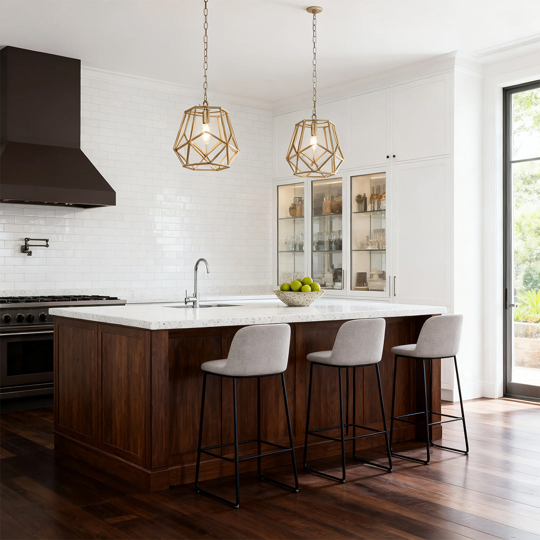 Modern Gold Geometric Hanging Pendant Light for Kitchen or Dining Room