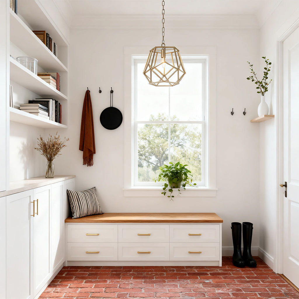 Modern Gold Geometric Hanging Pendant Light for Kitchen or Dining Room