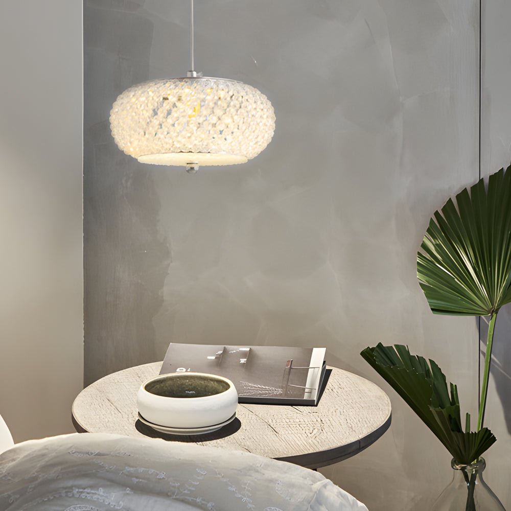 Modern Crystal LED Round Pendant Light with Dimming for Living Room