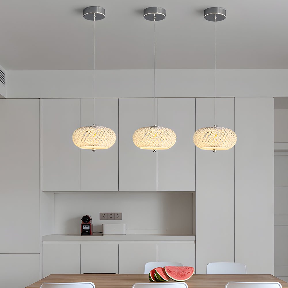 Modern Crystal LED Round Pendant Light with Dimming for Living Room