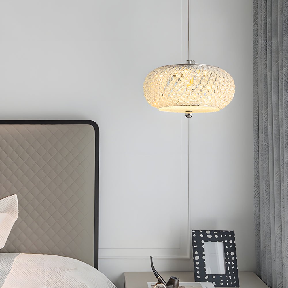 Modern Crystal LED Round Pendant Light with Dimming for Living Room