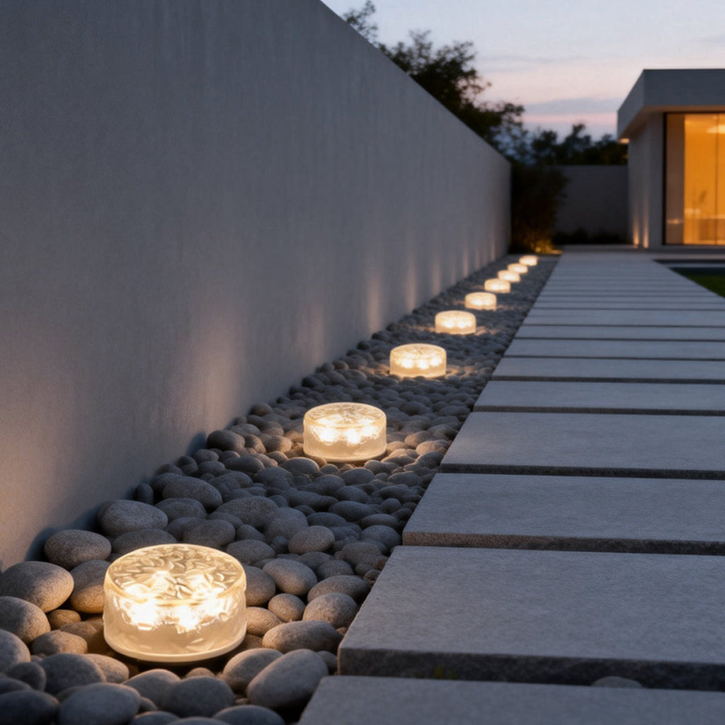 4-Pack LED Round Ice Brick Step Lights for Outdoor Pathway Decor