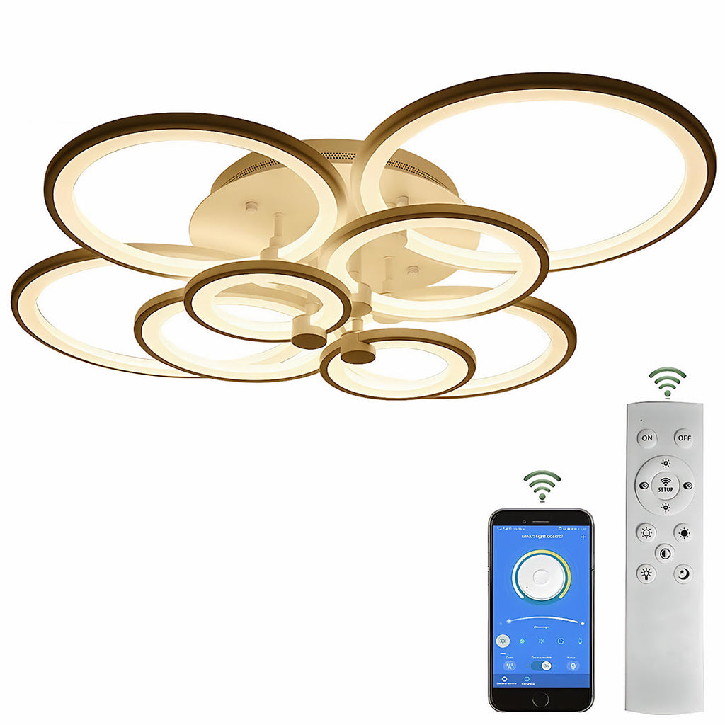 Elegant Modern Overlapping Ring Ceiling Light Fixture in Gold for Living Room