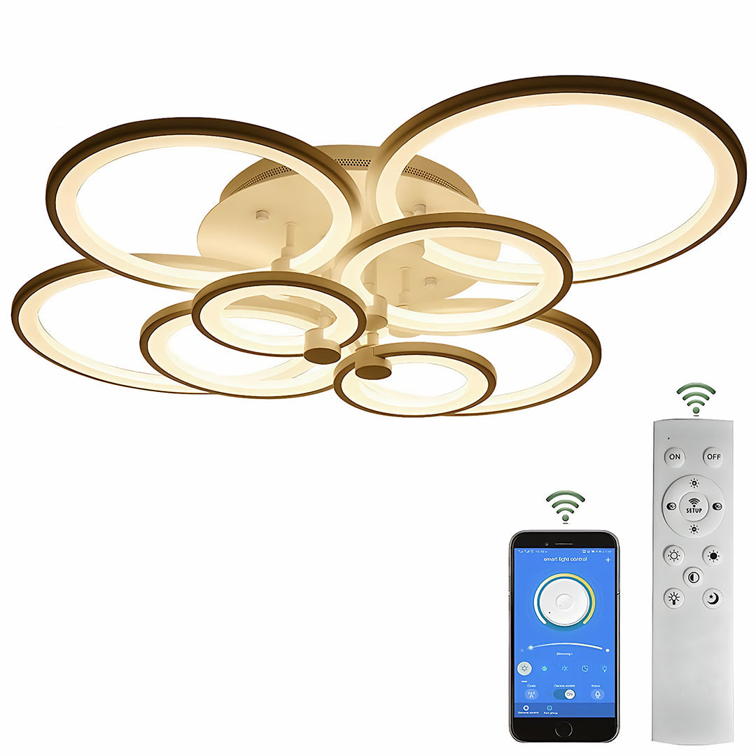 Elegant Modern Overlapping Ring Ceiling Light Fixture in Gold for Living Room