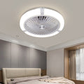 Sleek White Bladeless LED Ceiling Fan with Dimming Light for Modern Rooms