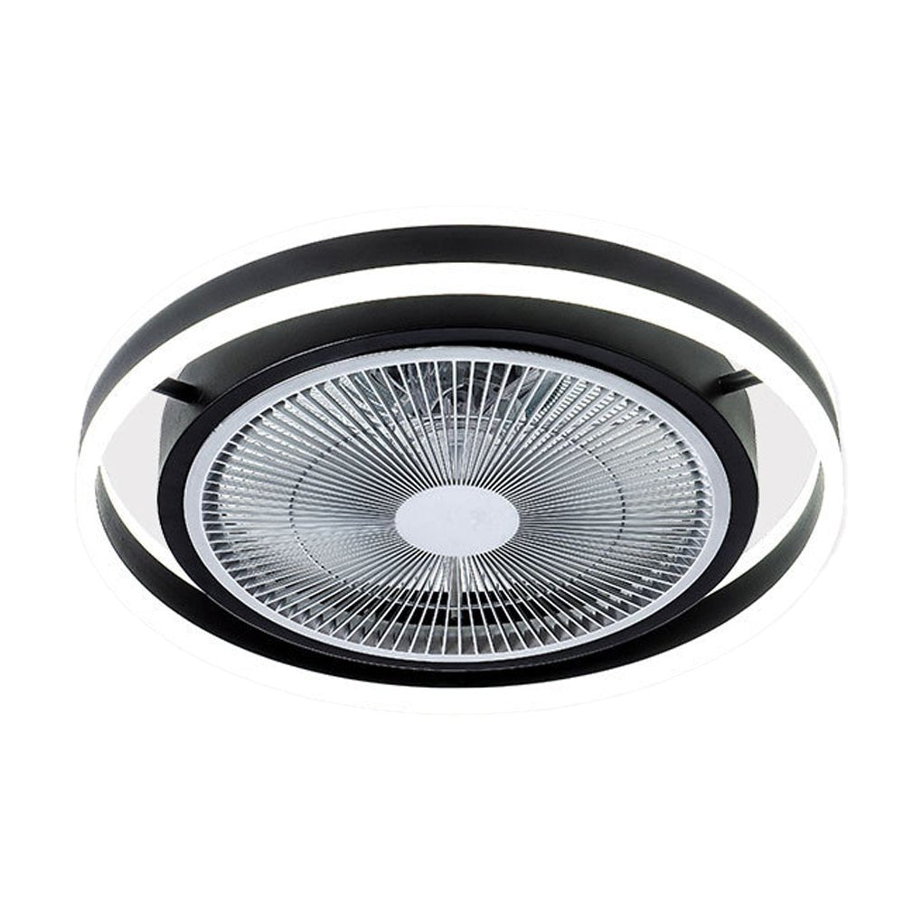 Sleek White Bladeless LED Ceiling Fan with Dimming Light for Modern Rooms