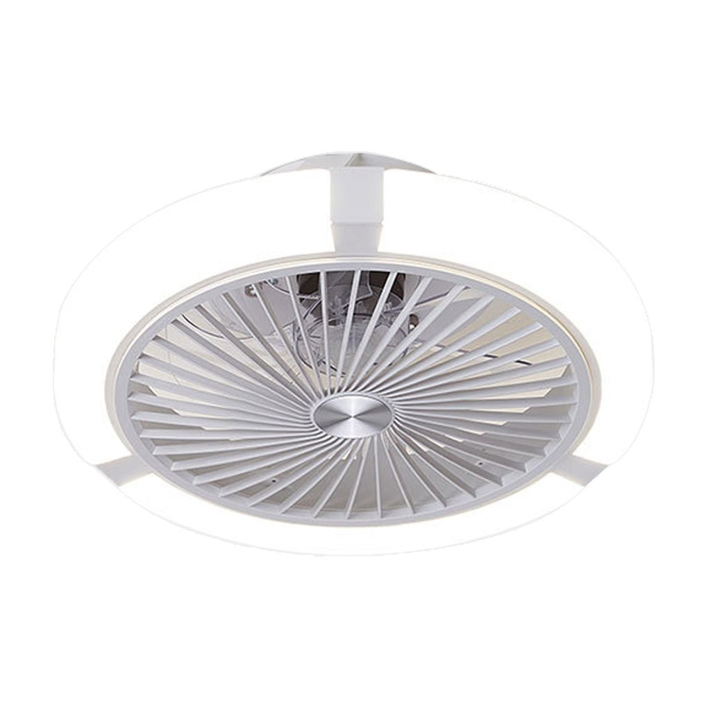 Sleek White Bladeless LED Ceiling Fan with Dimming Light for Modern Rooms