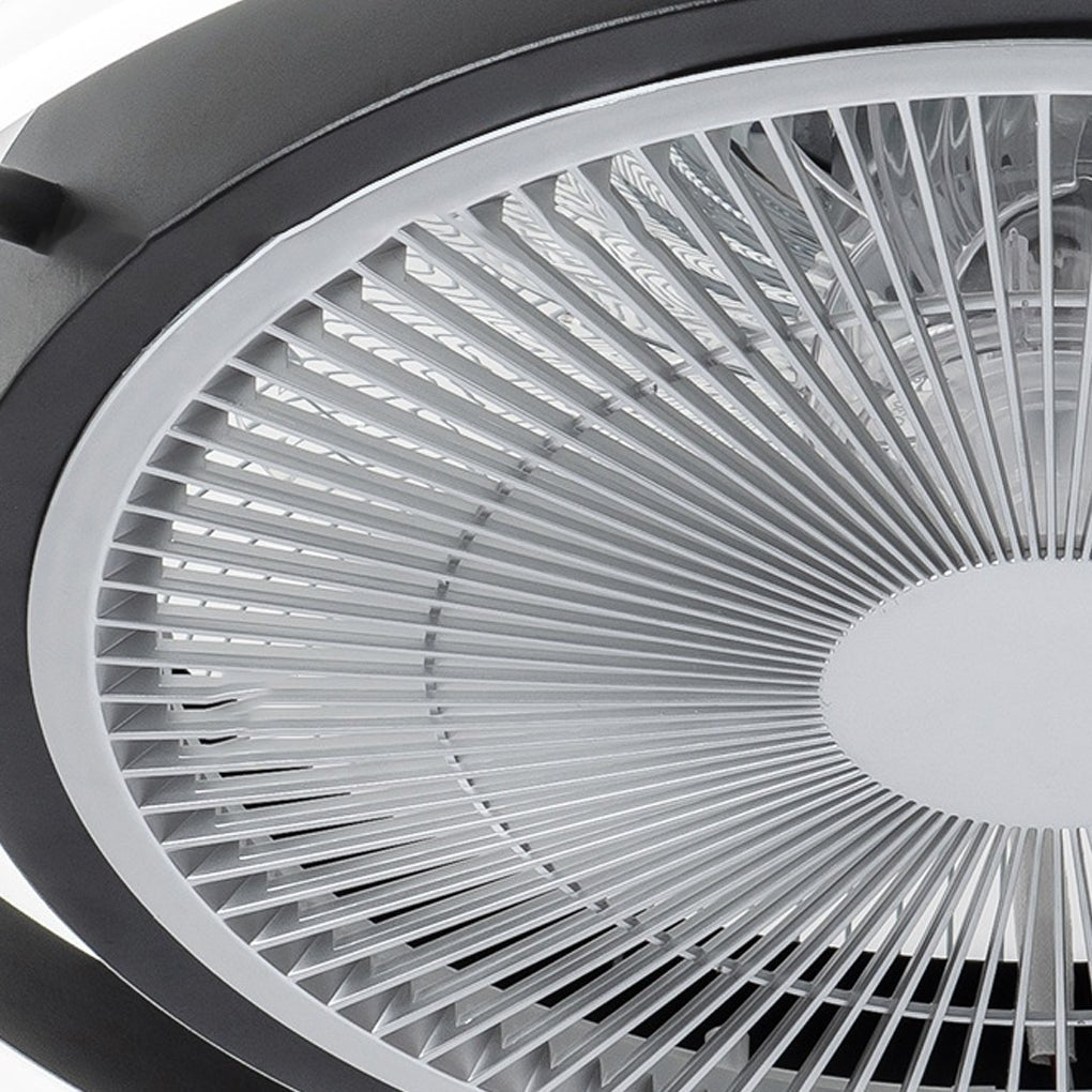 Sleek White Bladeless LED Ceiling Fan with Dimming Light for Modern Rooms