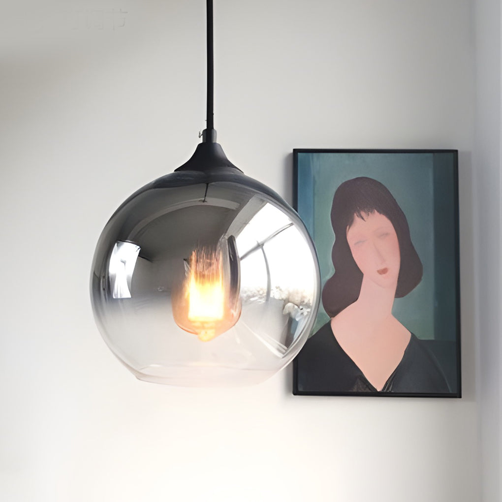Modern Clear Glass Round Pendant Light Fixture for Dining Room Decor