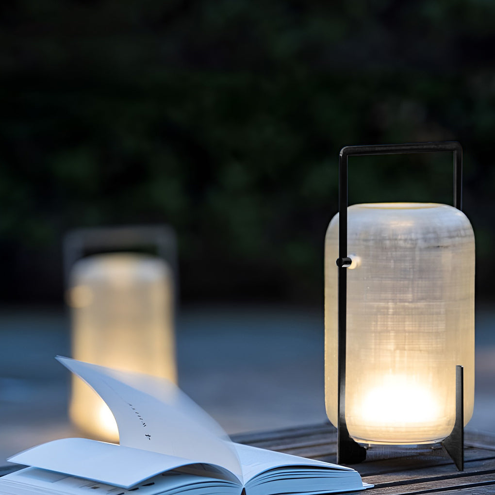 Sleek Black Waterproof LED Lantern for Outdoor Patios and Gardens