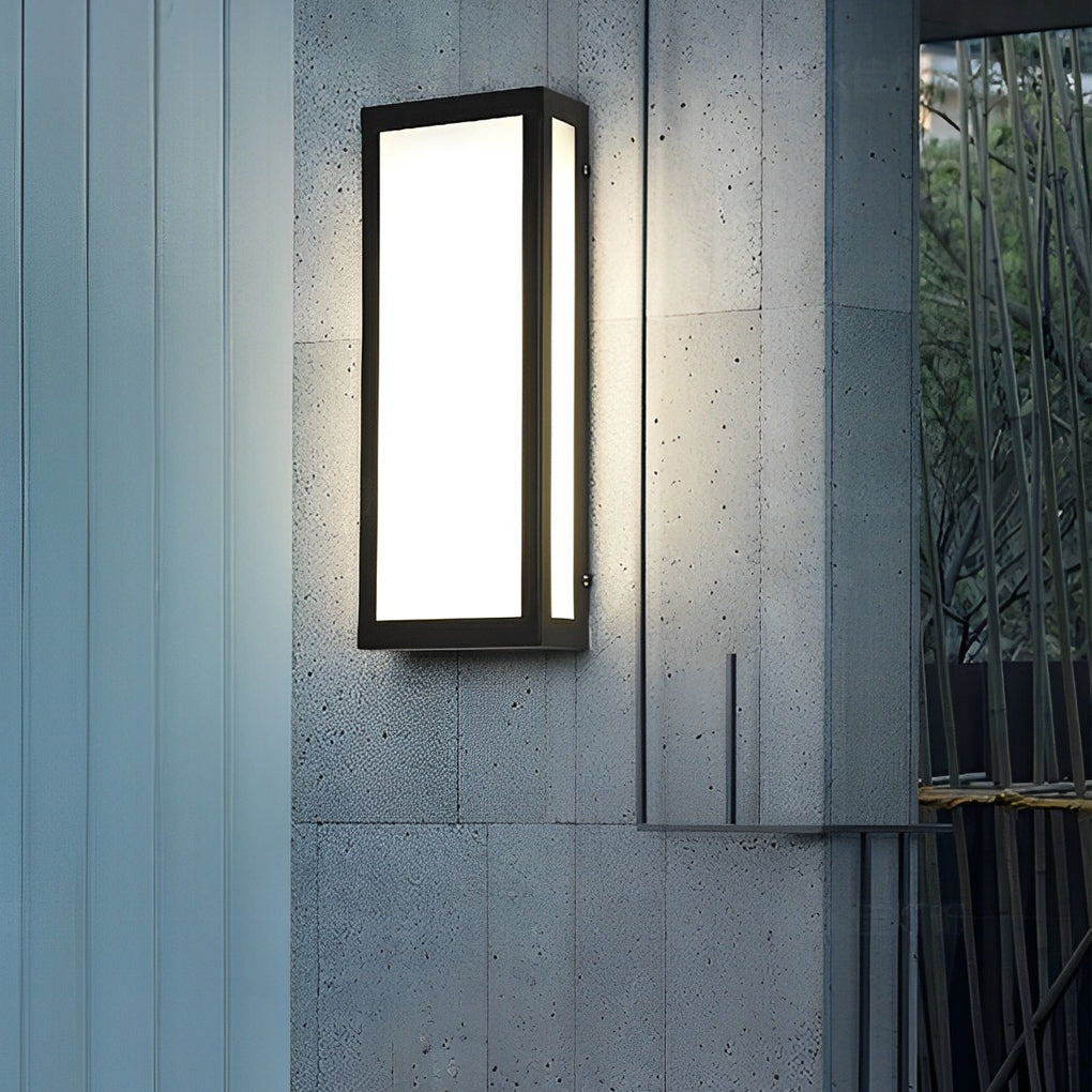 Sleek Black Modern LED Rectangle Outdoor Waterproof Wall Light Fixture