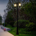 Modern Black Waterproof Double Head Outdoor Post Light Fixture for Gardens