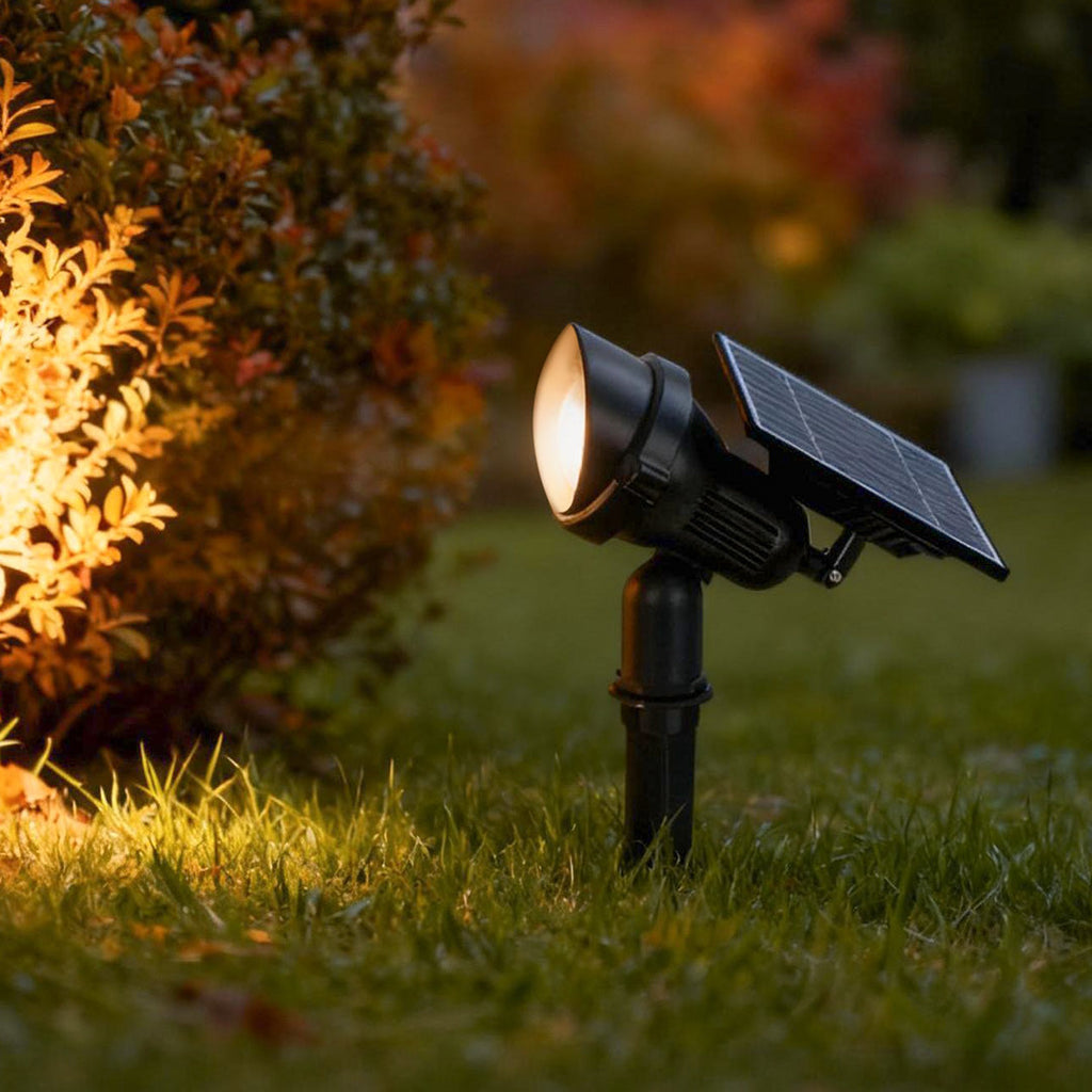 Adjustable Solar-Powered Outdoor Lawn Spotlights - Stylish Black Metal Design